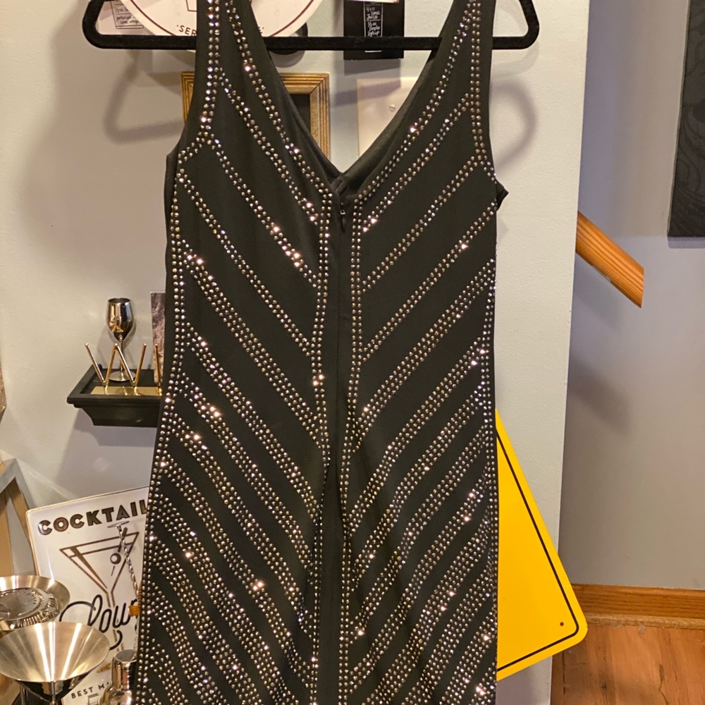 Silver Studded Black Dress